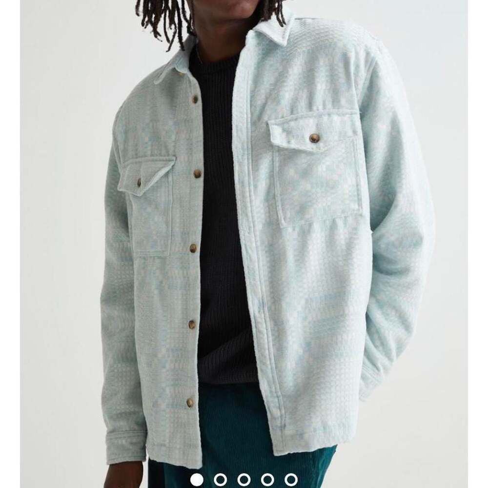 Urban Outfitters Chenille Check Overshirt Mint Green Blue